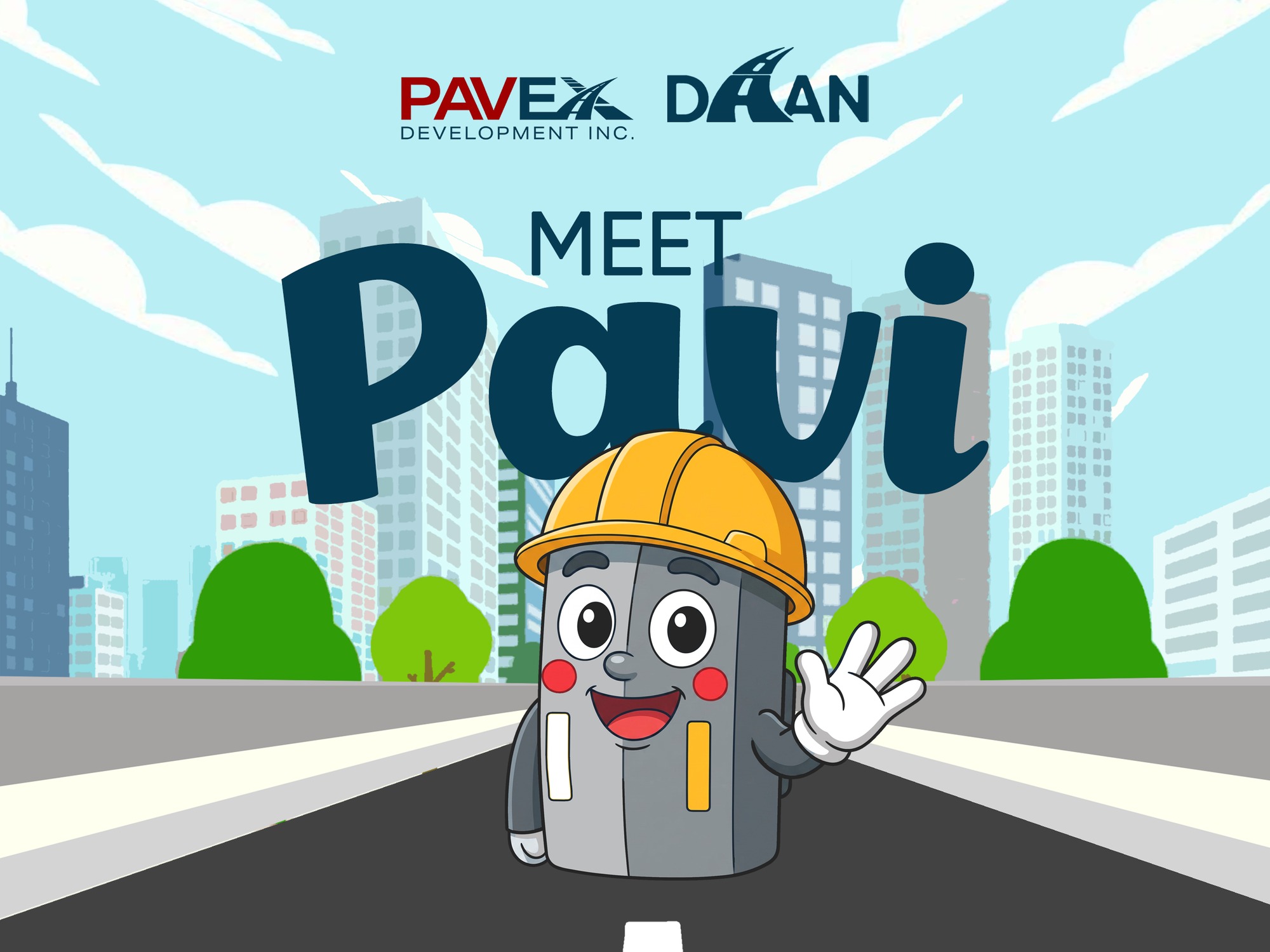 PAVI, the official brand mascot and AI assistant of PAVEx Development Inc. and Project DAAN